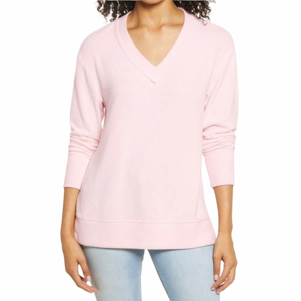 EVERLEIGH Blush Pink V-Neck Long Sleeve Sweater